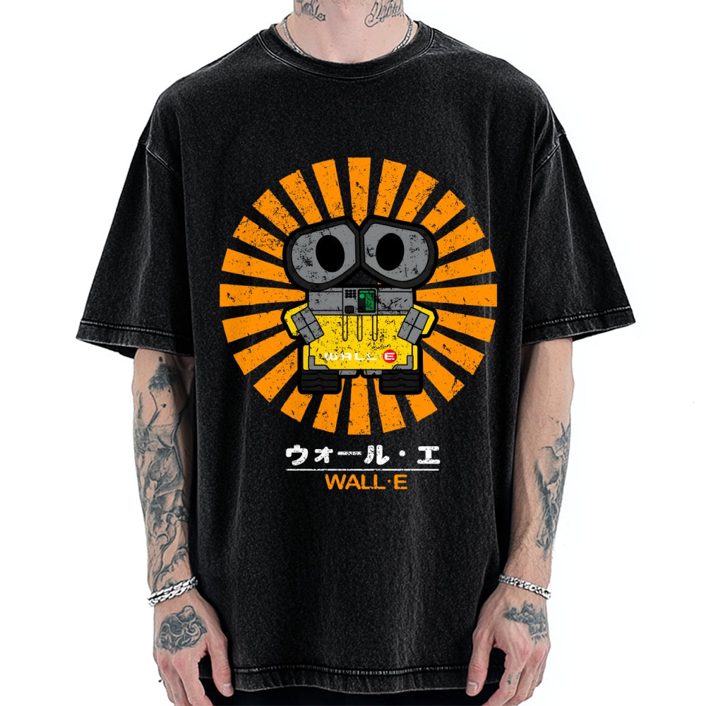 Wall E Retro Japanese Vintage Washed T-shirt