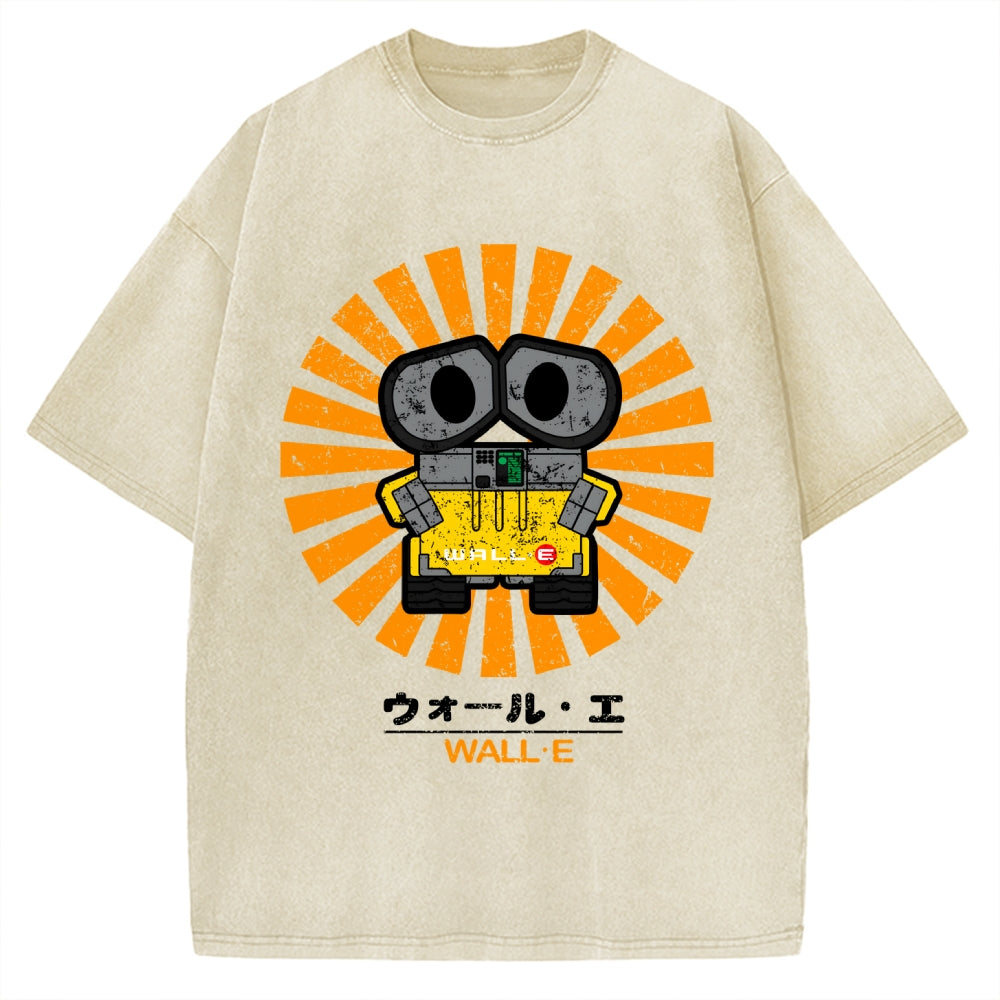 Wall E Retro Japanese Vintage Washed T-shirt