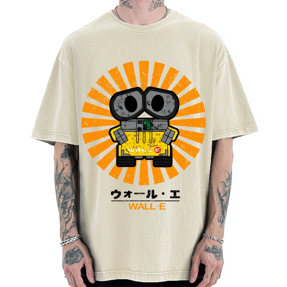 Wall E Retro Japanese Vintage Washed T-shirt