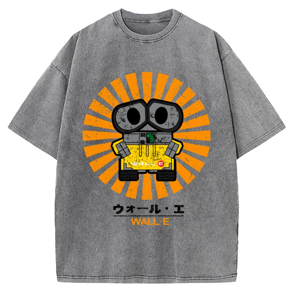 Wall E Retro Japanese Vintage Washed T-shirt