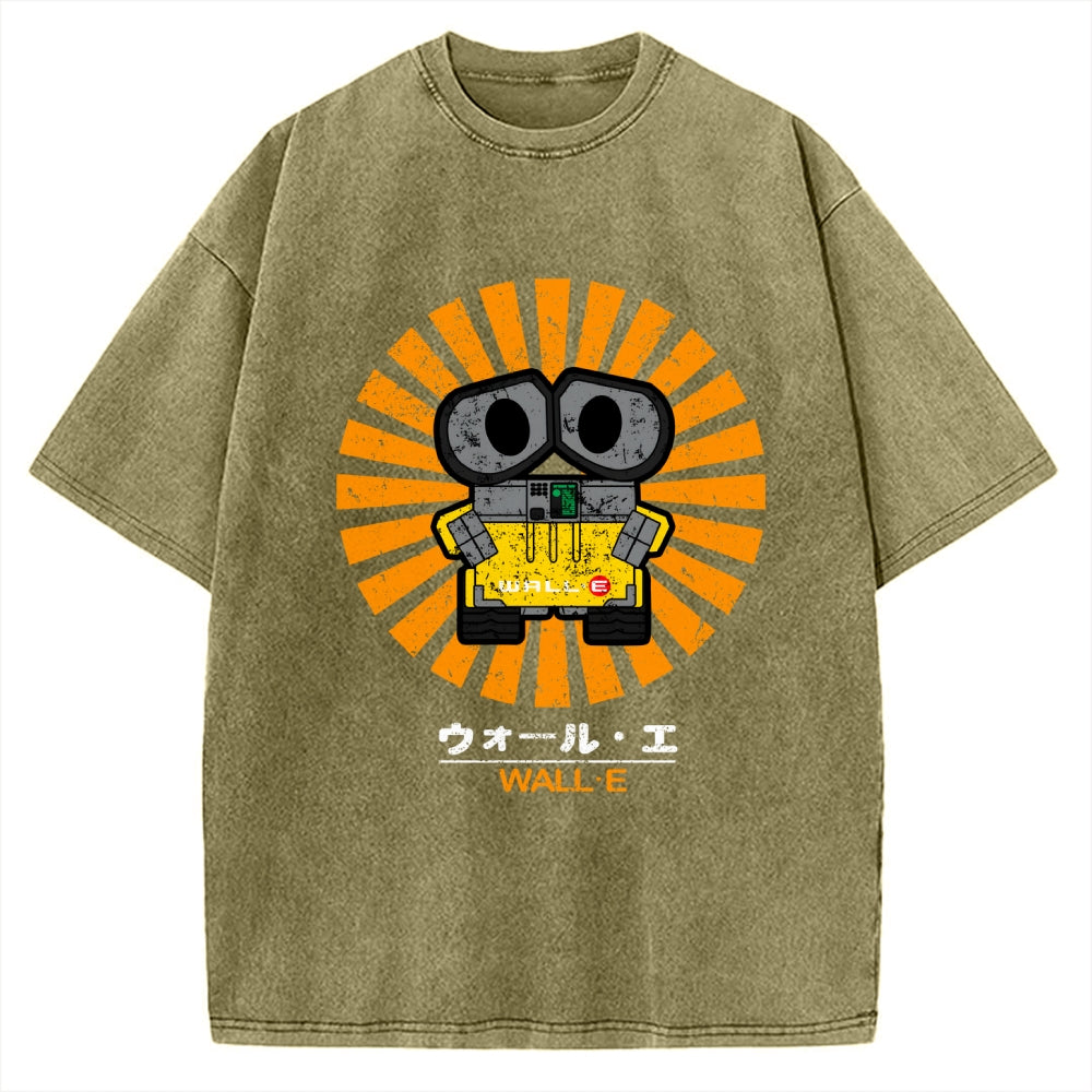 Wall E Retro Japanese Vintage Washed T-shirt