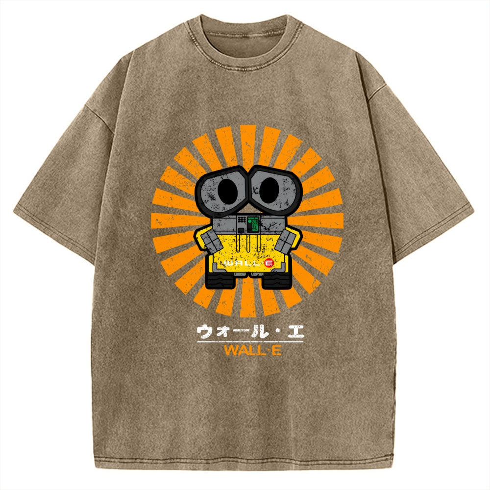 Wall E Retro Japanese Vintage Washed T-shirt