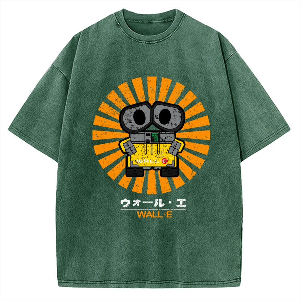 Wall E Retro Japanese Vintage Washed T-shirt