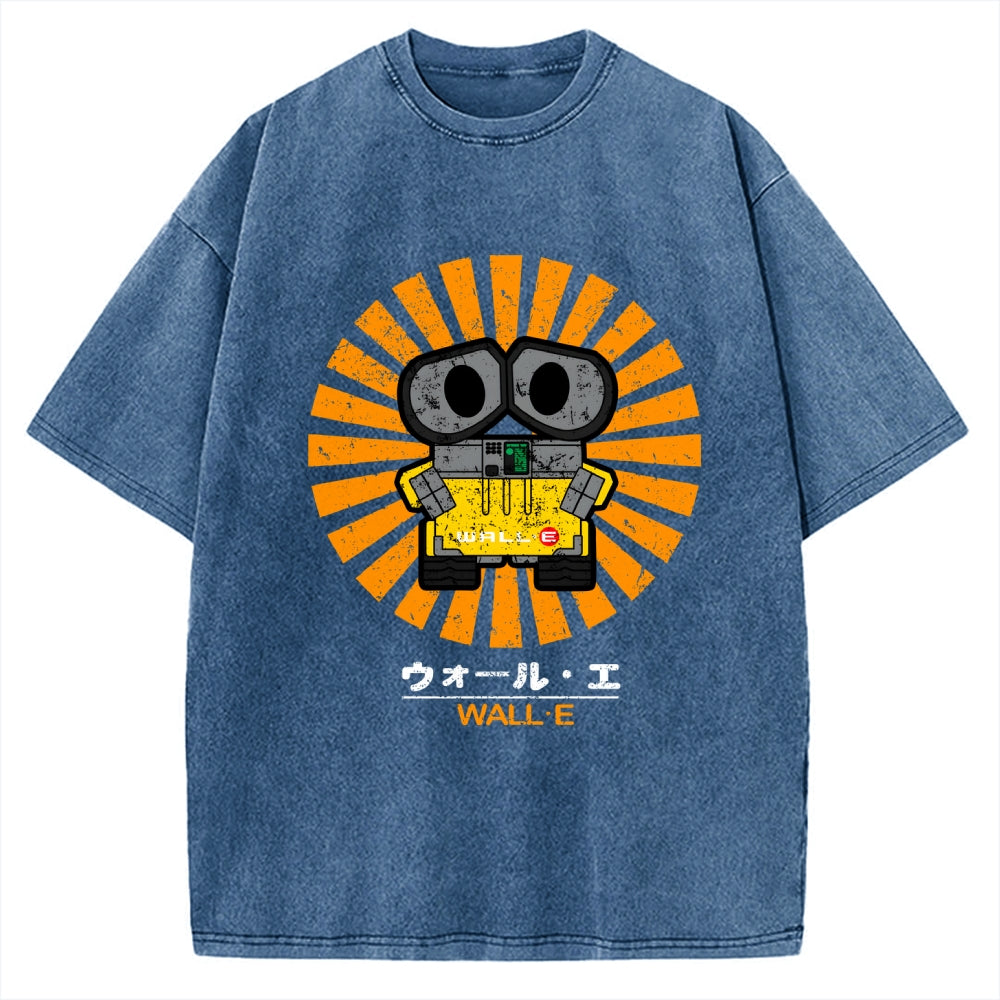 Wall E Retro Japanese Vintage Washed T-shirt