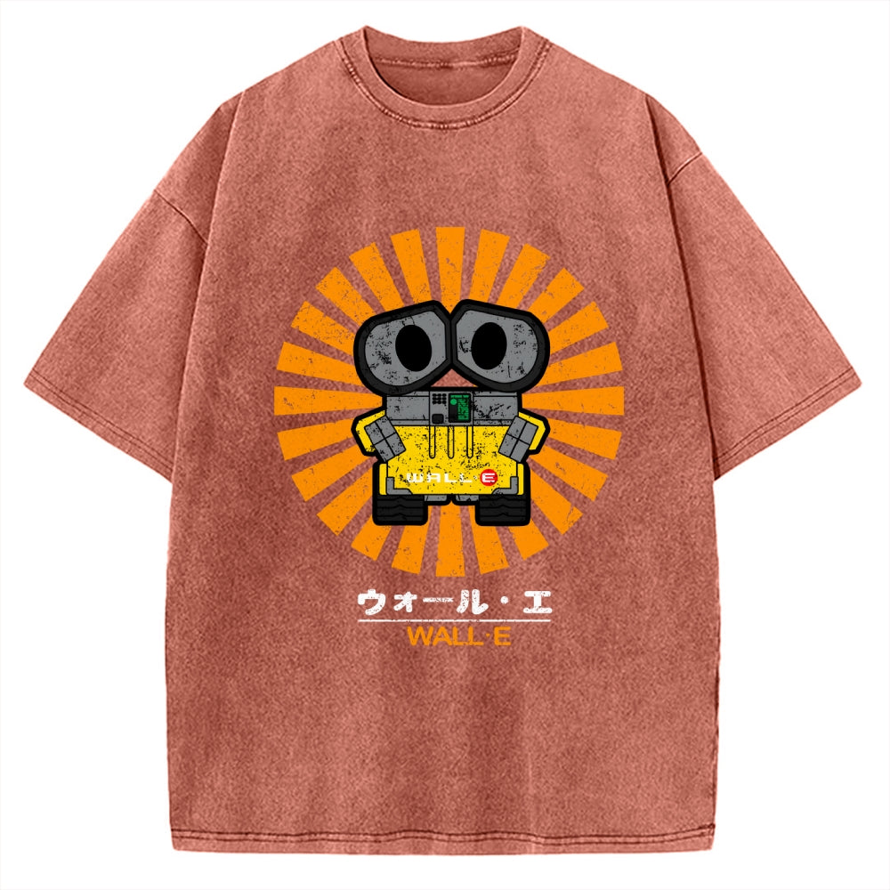 Wall E Retro Japanese Vintage Washed T-shirt