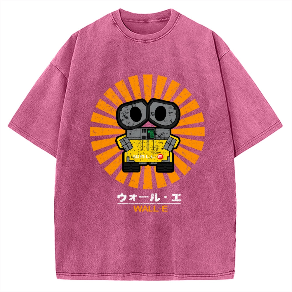 Wall E Retro Japanese Vintage Washed T-shirt