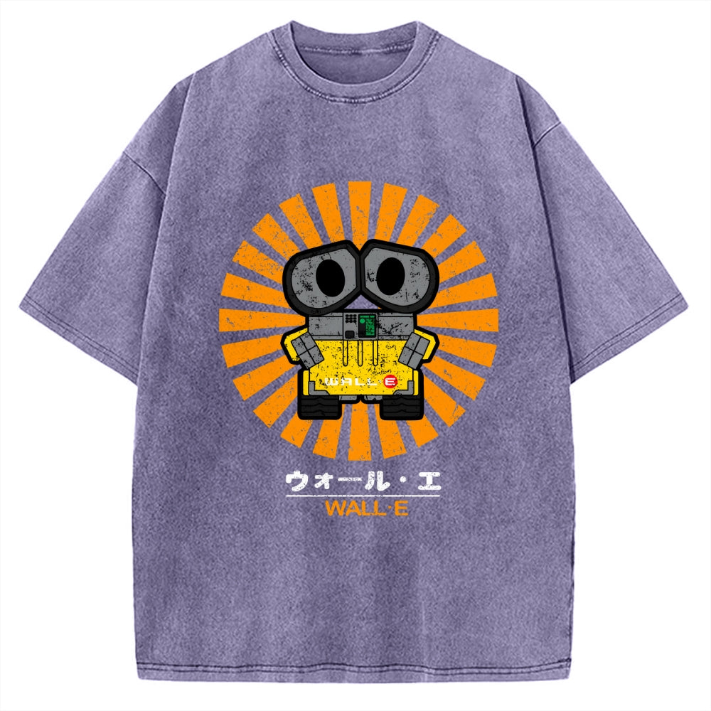 Wall E Retro Japanese Vintage Washed T-shirt
