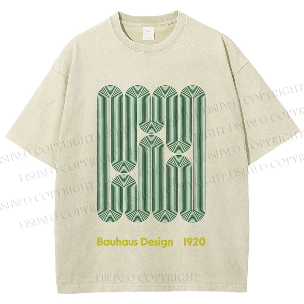 Unisex Bauhaus Design Printed Washed Tee