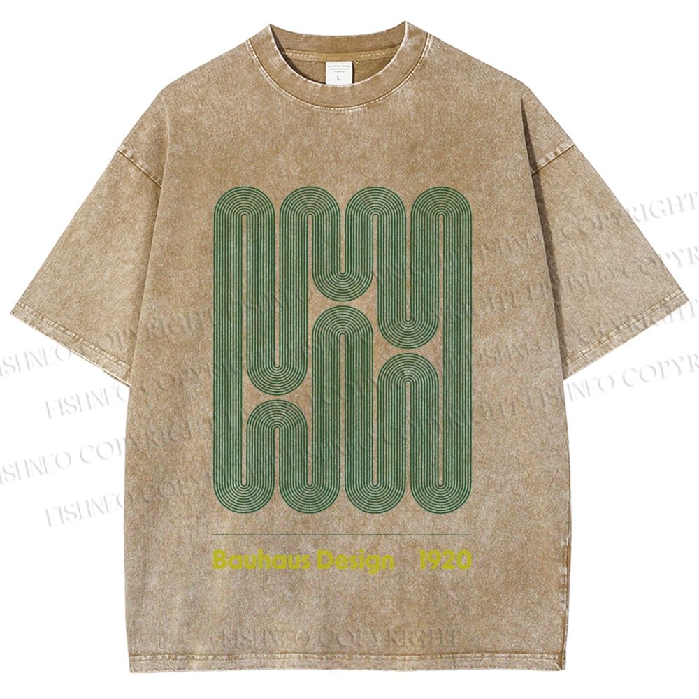 Unisex Bauhaus Design Printed Washed Tee