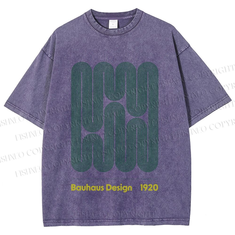 Unisex Bauhaus Design Printed Washed Tee