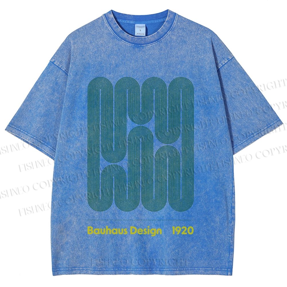 Unisex Bauhaus Design Printed Washed Tee