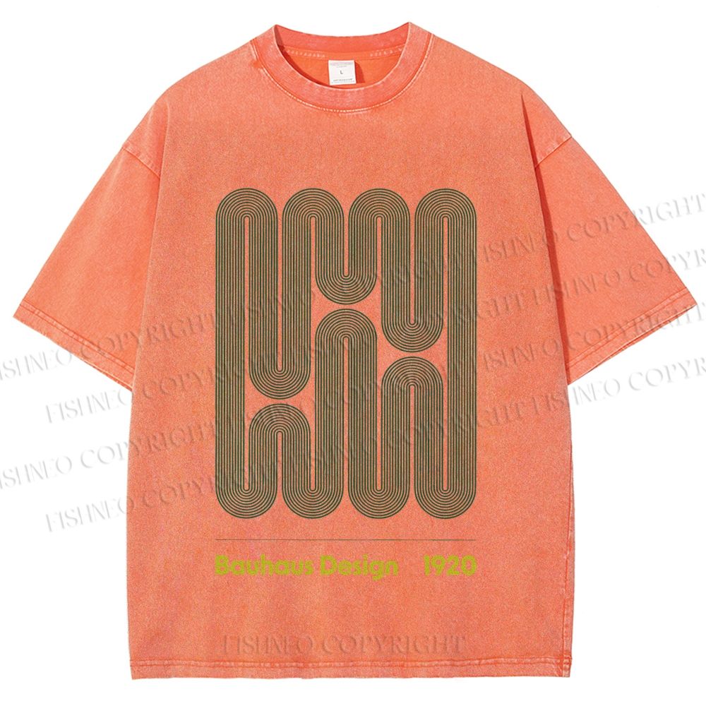 Unisex Bauhaus Design Printed Washed Tee