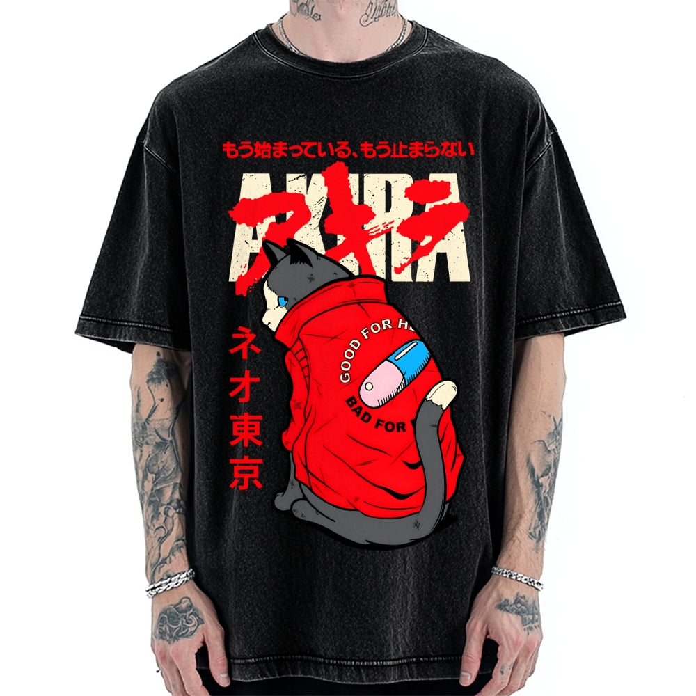Neo Tokyo Cat Vintage Washed T-shirt