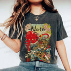 Unisex Vintage Japanese Octopus Graffiti Printed Washed Tee