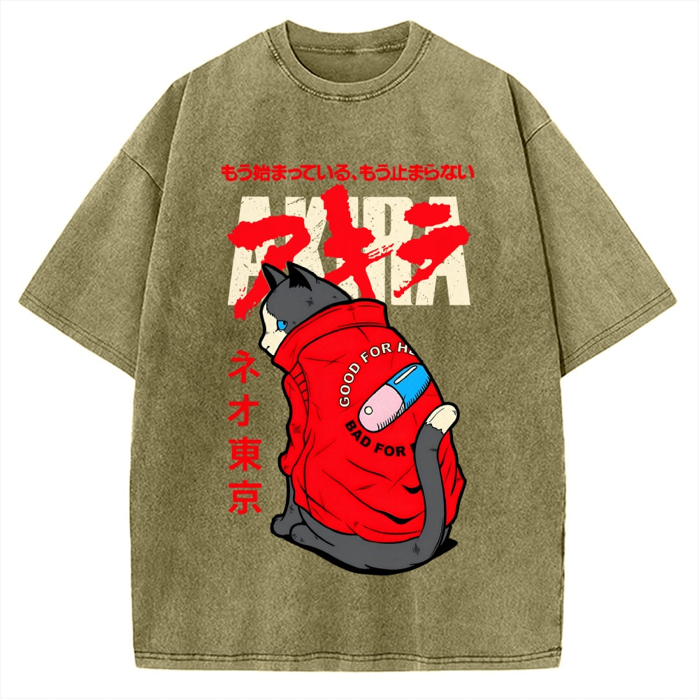 Neo Tokyo Cat Vintage Washed T-shirt