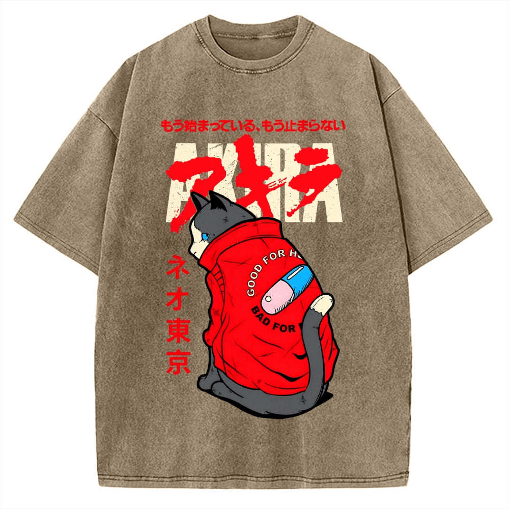 Neo Tokyo Cat Vintage Washed T-shirt