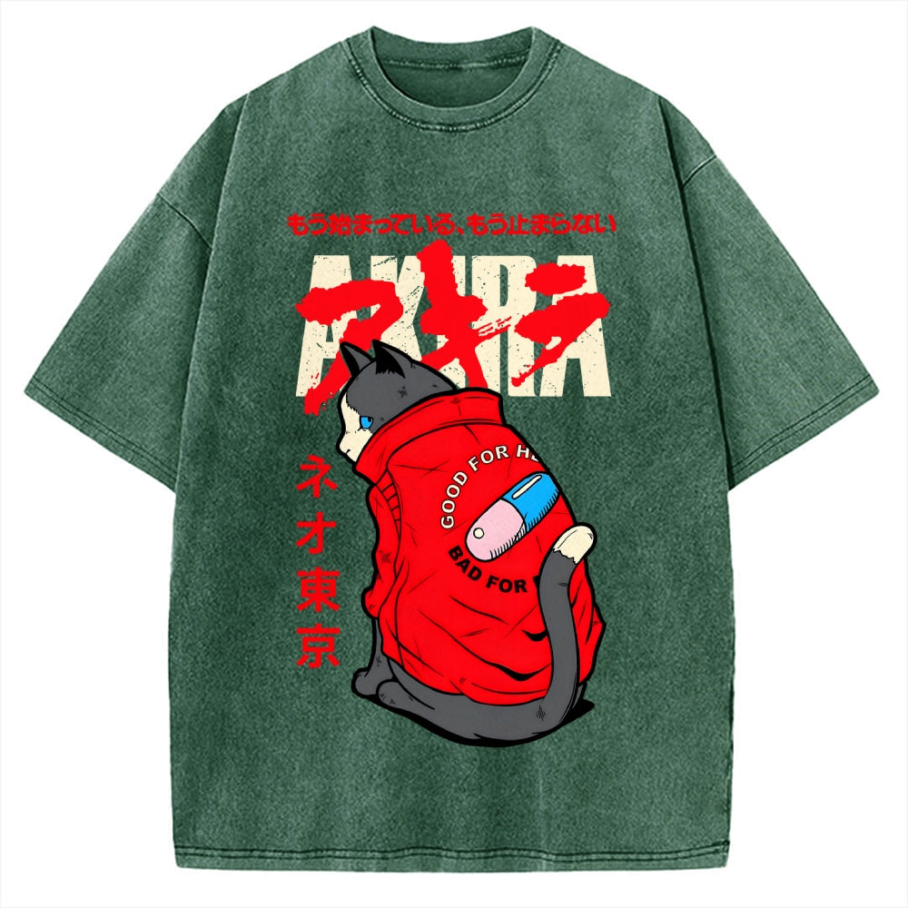 Neo Tokyo Cat Vintage Washed T-shirt