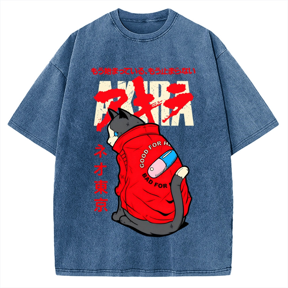 Neo Tokyo Cat Vintage Washed T-shirt