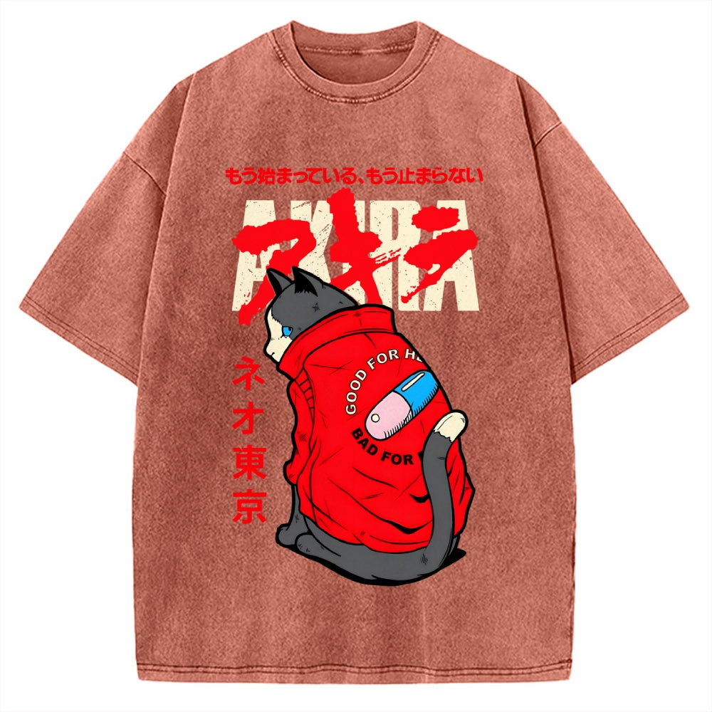 Neo Tokyo Cat Vintage Washed T-shirt
