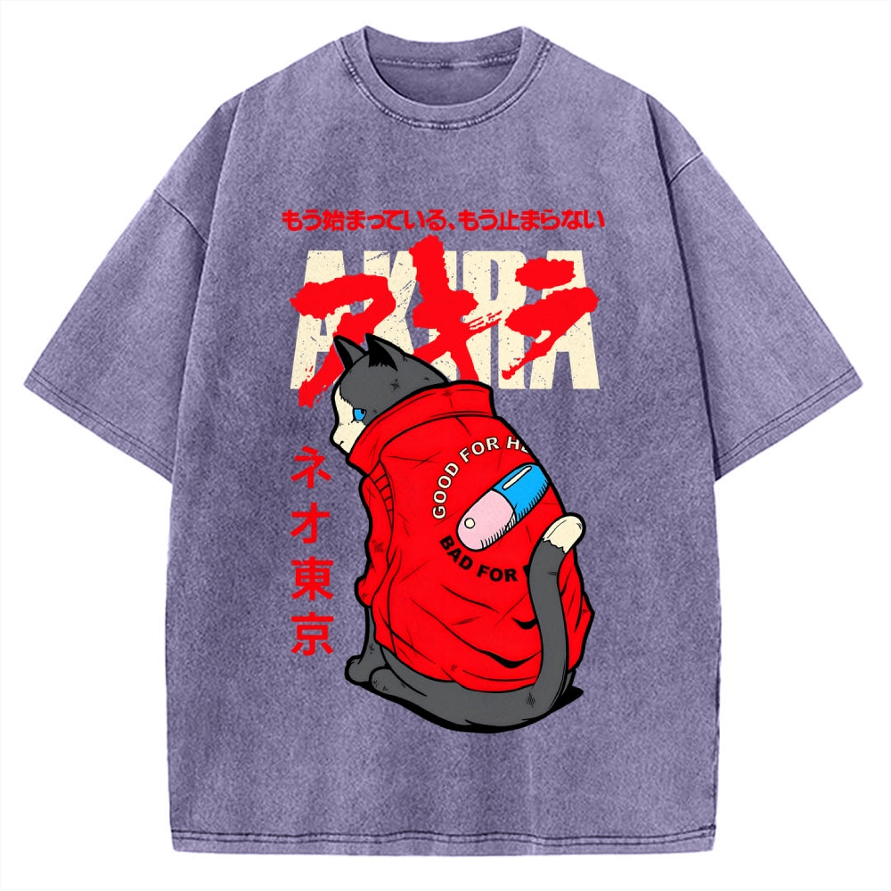Neo Tokyo Cat Vintage Washed T-shirt
