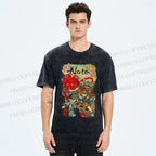 Unisex Vintage Japanese Octopus Graffiti Printed Washed Tee