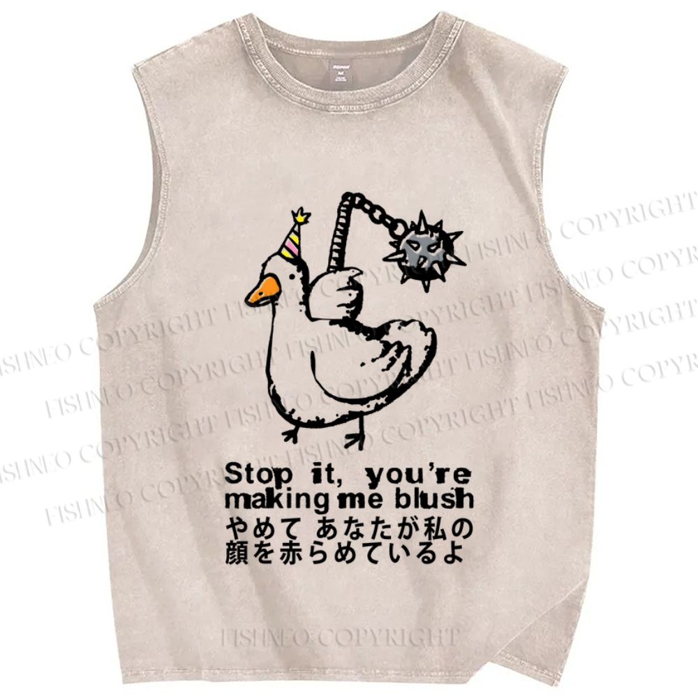 Unisex You are making me Blush Silly Goose Printed Washed Tank Top