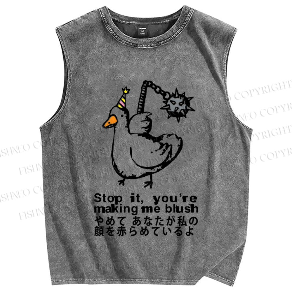 Unisex You are making me Blush Silly Goose Printed Washed Tank Top