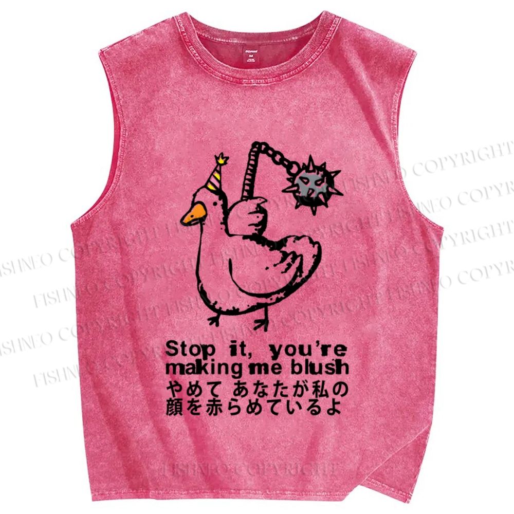 Unisex You are making me Blush Silly Goose Printed Washed Tank Top