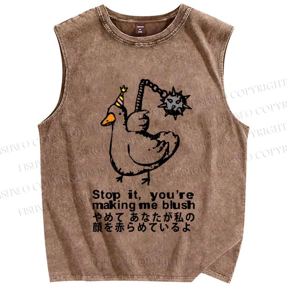 Unisex You are making me Blush Silly Goose Printed Washed Tank Top