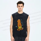 Unisex Japanese Cute Octopus Printed Washed Tank Top