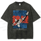 Unisex Koi Fish Printed Washed Tee