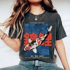 Unisex Koi Fish Printed Washed Tee