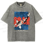 Unisex Koi Fish Printed Washed Tee