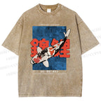 Unisex Koi Fish Printed Washed Tee
