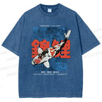 Unisex Koi Fish Printed Washed Tee