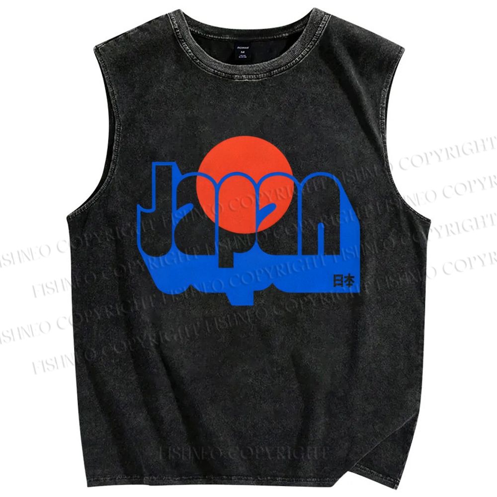 Unisex Japan Printed Washed Tank Top