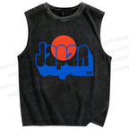 Unisex Japan Printed Washed Tank Top
