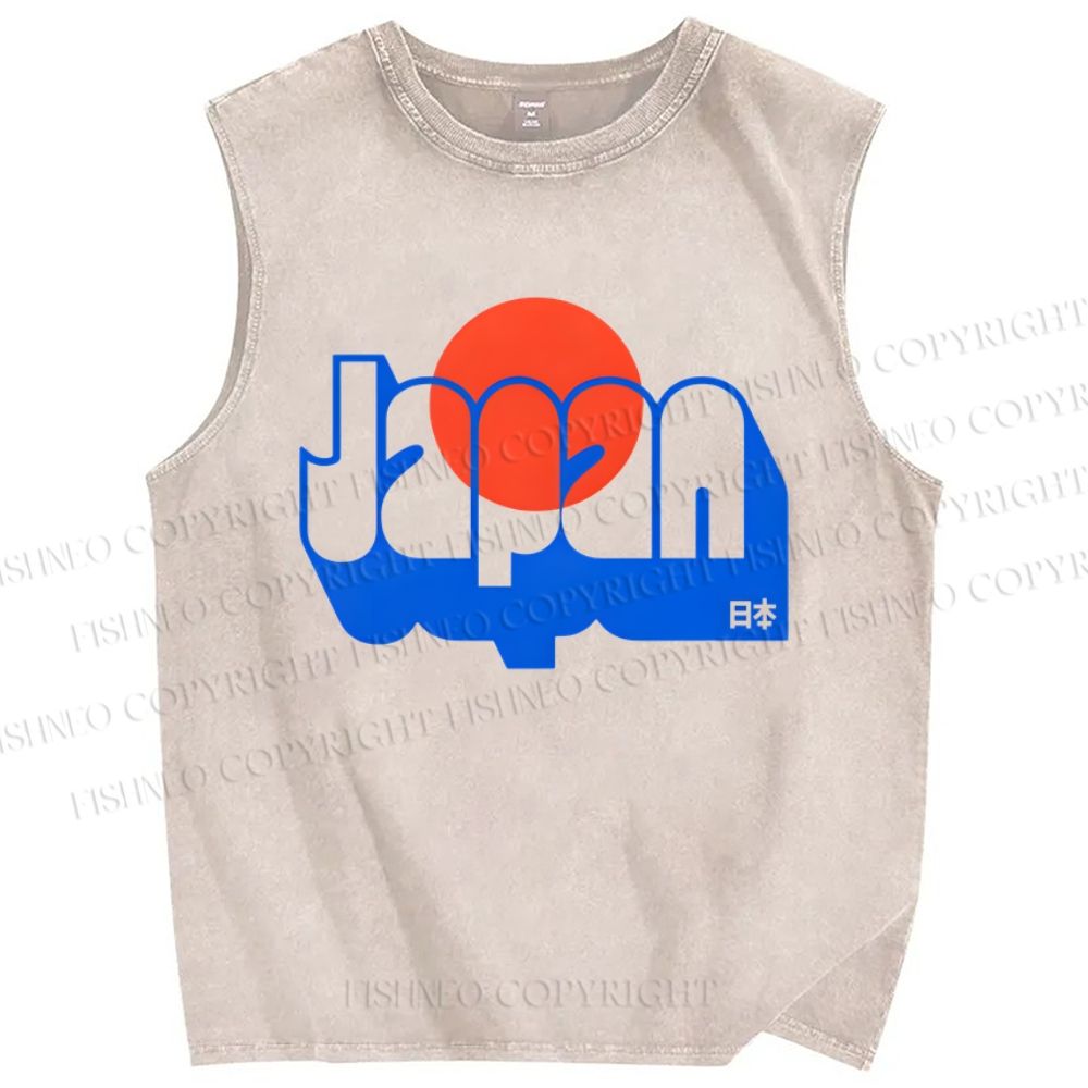 Unisex Japan Printed Washed Tank Top