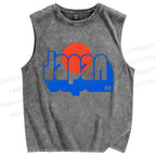 Unisex Japan Printed Washed Tank Top