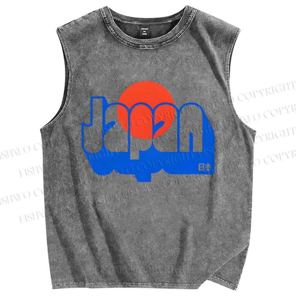 Unisex Japan Printed Washed Tank Top