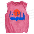 Unisex Japan Printed Washed Tank Top