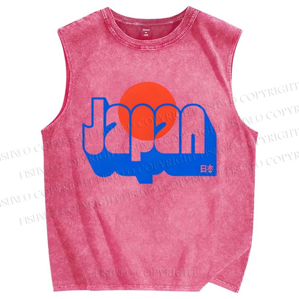 Unisex Japan Printed Washed Tank Top