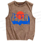 Unisex Japan Printed Washed Tank Top