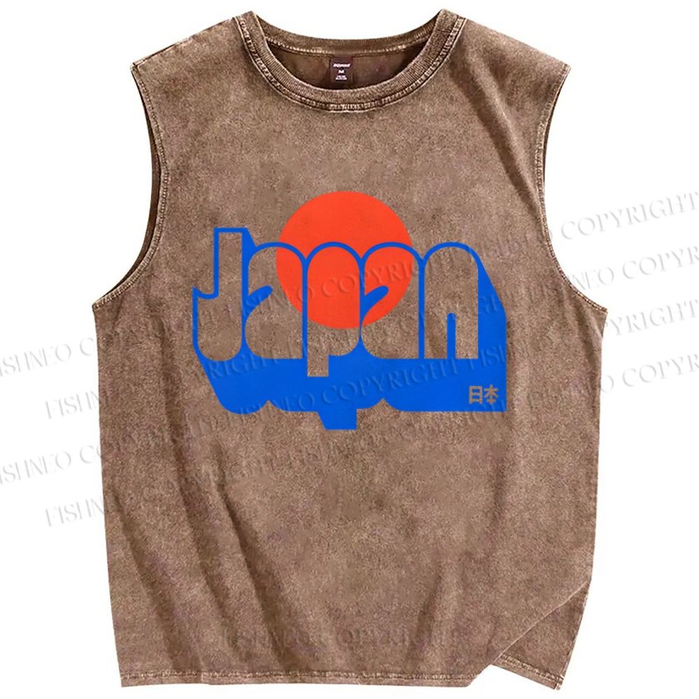 Unisex Japan Printed Washed Tank Top