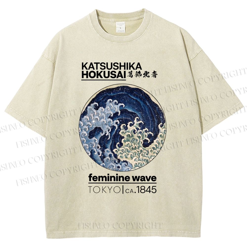 Unisex Ocean Waves Printed Washed Tee