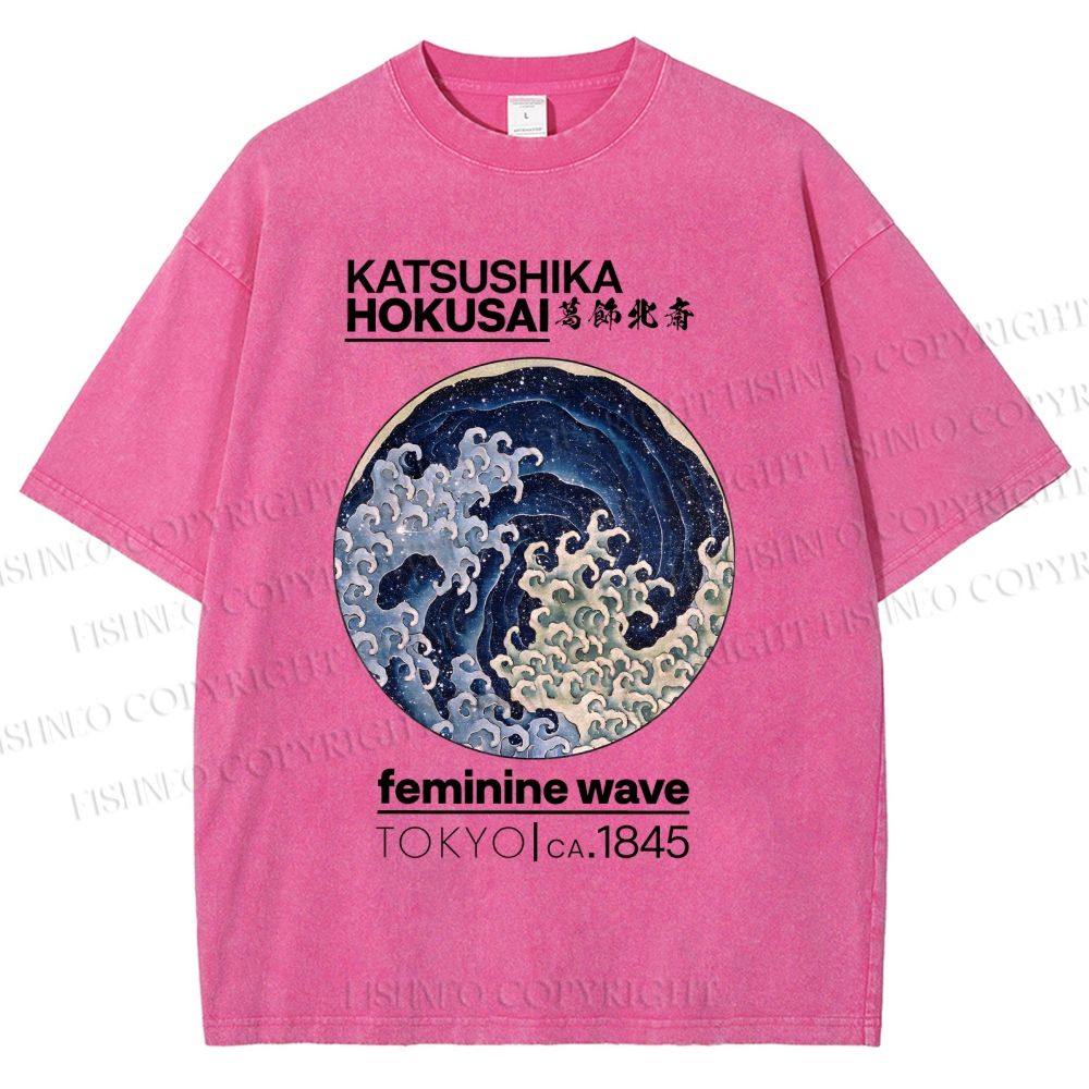 Unisex Ocean Waves Printed Washed Tee