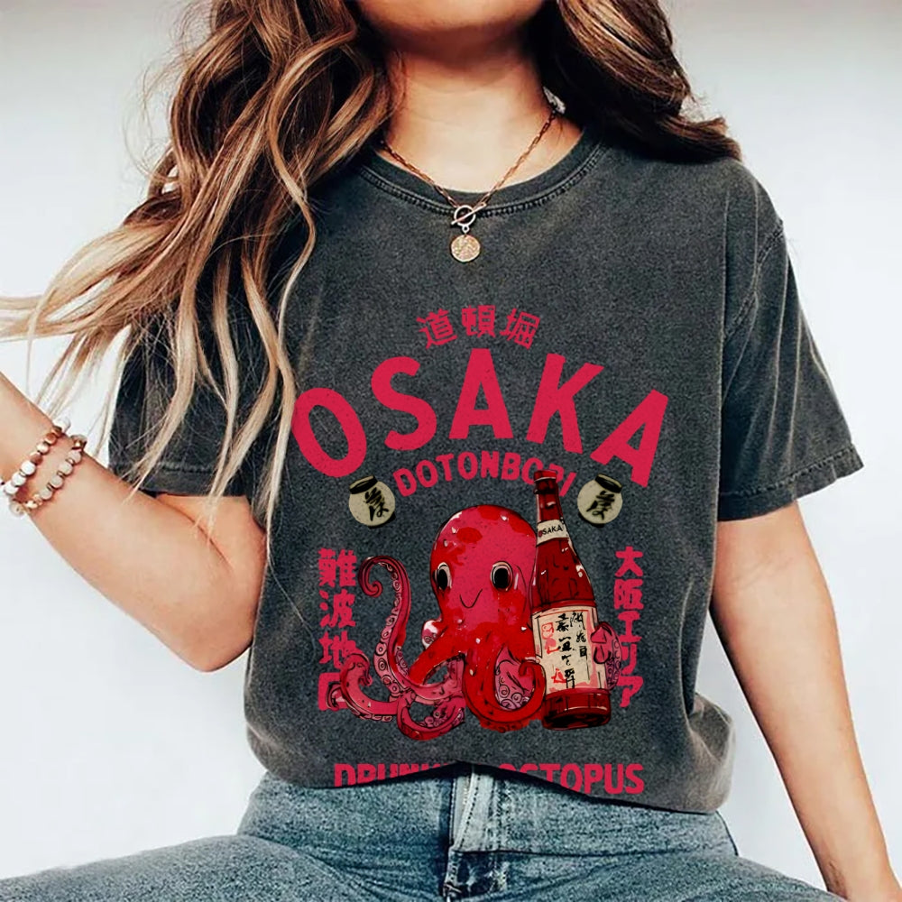 Drunken Octopus Dotonbori Osaka Vintage Washed T-shirt