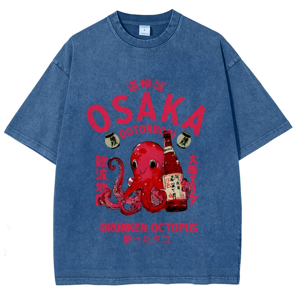 Drunken Octopus Dotonbori Osaka Vintage Washed T-shirt