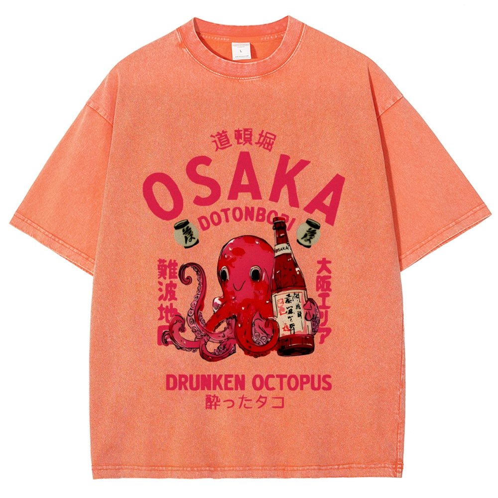 Drunken Octopus Dotonbori Osaka Vintage Washed T-shirt