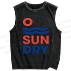 Unisex Sunday Printed Washed Tank Top